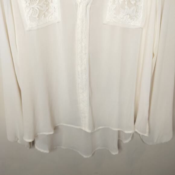 Torrid Ivory Chiffon + Lace Blouse Hi Low Hem - Picture 3 of 13